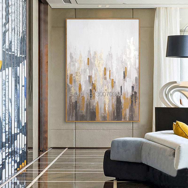 handmade Abstract Gold oil painting Canvas Painting Fashion Poster Wall Art Picture For Living Room home Decor