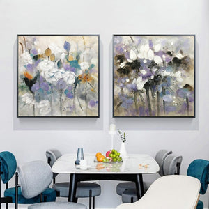 2 Pieces Handmade Flower Abstract Painting Canvas Wall Art Pictures For Living Room Home Decoration Salon Texture