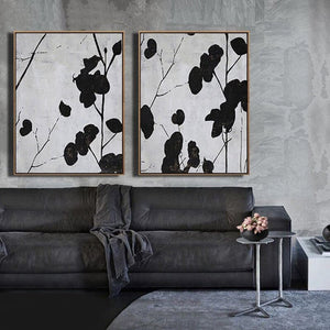 Handmade Floral Painting on Canvas Living Room Decor Large Set of 2 Abstract Art Minimalist Painting Wall Art Oil Paintings