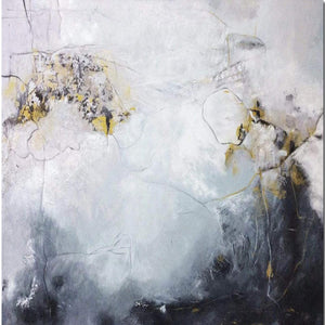 Canvas Art Abstract Painting Grey White Gold Leaf  Handmade Oil Contemporary Artwork Large Living Room Wall Decor In The Heaven