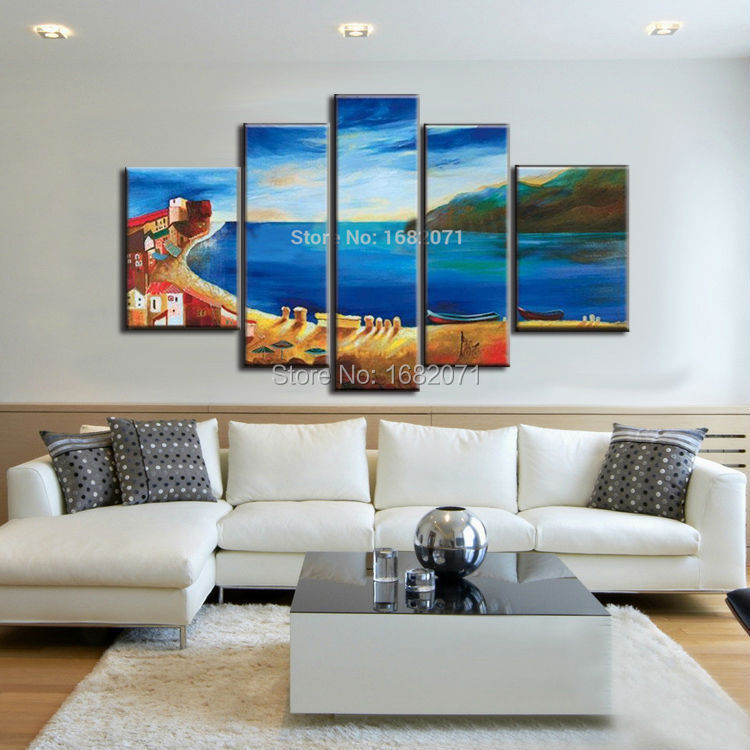 Experienced Artist Handmade High Quality Abstract Landscape Oil Painting on Canvas Beautiful Country of Seaside Oil Painting