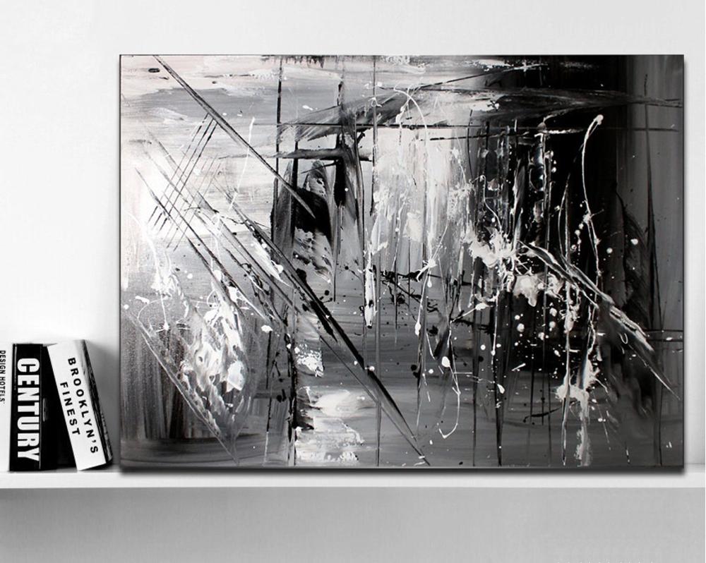 Handmade high quality thick knife abstract oil painting Silver gray lines abstract on Canvas Painting Decor Oil Painting art