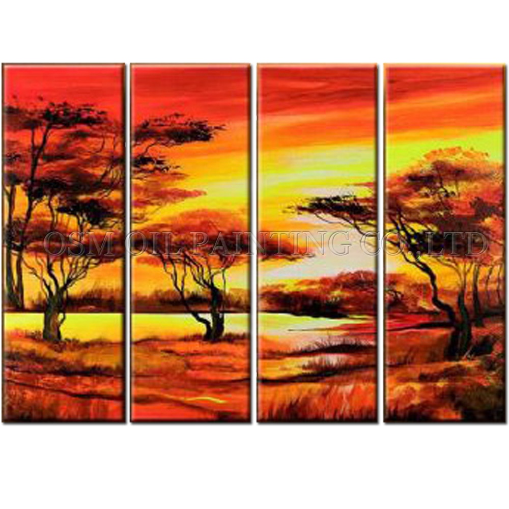 Artist Handmade High Quality Abstract Landscape Oil Painting on Canvas Beautiful Sunset Landscape Art Picture for Living Room