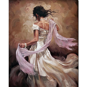 Wall Art Woman In White Dress Handmade Oil Paintings On Canvas Portrait Artwork Beauty Picture For Bedroom Bathroom Home Decor