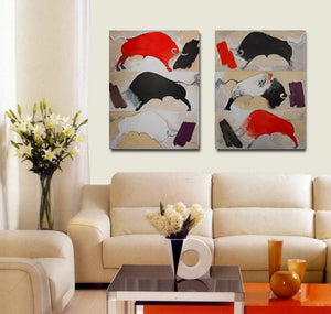 Modern handmade  strong bull on oil canvas for living room decor and wallpaper, gallery