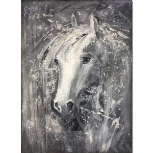 Black And White Abstract Art Horse Painting 100% Handmade Oil Artwork On Canvas Modern Animal Picture Grey Wall Decor Gift