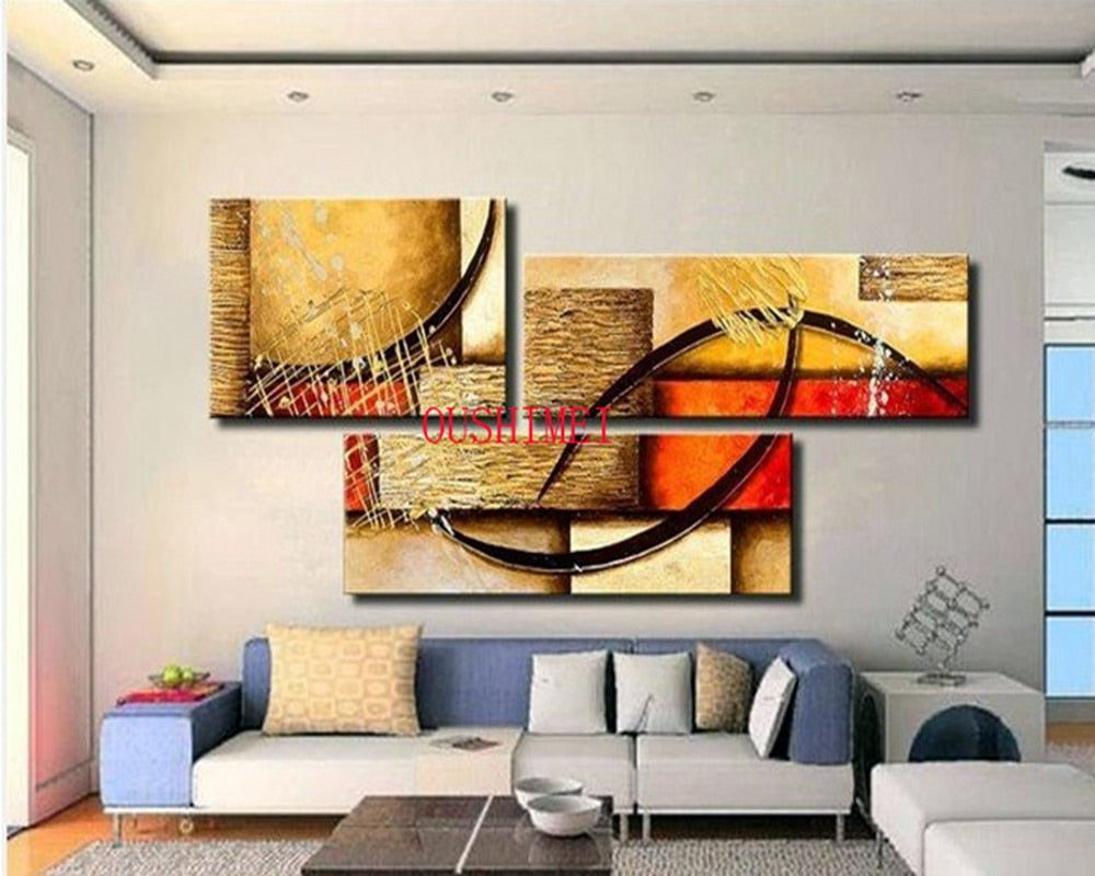 100% Handmade Frameless 3PCS Abstract Thick Texture Modern Oil Painting On Canvas for Wall Art Home Decoration Painting