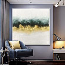 Load image into Gallery viewer, Hand Painted abstract painting texture acrylic Modern art green oil painting Golden for living room wall Large home decoration