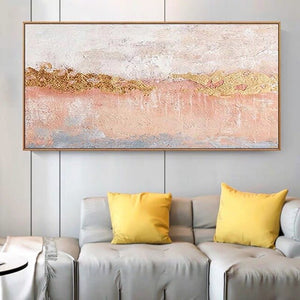 The Goldleaf Dots Picture 100% Hand Painted Modern Abstract Oil Painting on Canvas Wall Art for Living Room Home Decor No Frame