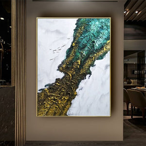 Handmade Contemporary Art Home Wall Decoration Canvas Art Abstract green,gray,Canvas Oil Painting Wall Picture For Living mural