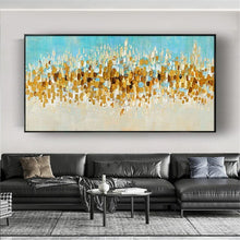 Load image into Gallery viewer, Selling art wall pictures for home decor Hand drawn canvas oil painting Custom abstract gold foil poster for living room picture