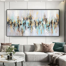 Load image into Gallery viewer, Selling art wall pictures for home decor Hand drawn canvas oil painting Custom abstract gold foil poster for living room picture