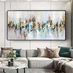 Selling art wall pictures for home decor Hand drawn canvas oil painting Custom abstract gold foil poster for living room picture