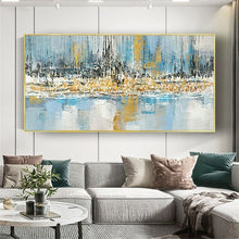 Load image into Gallery viewer, Selling art wall pictures for home decor Hand drawn canvas oil painting Custom abstract gold foil poster for living room picture