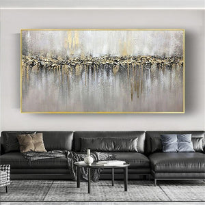 Selling art wall pictures for home decor Hand drawn canvas oil painting Custom abstract gold foil poster for living room picture