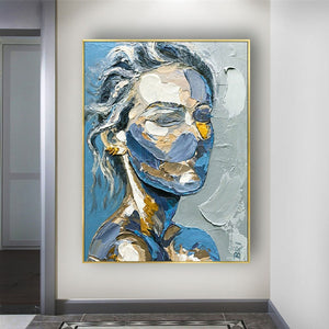 High Quality Abstract Colorful Rectangle Portrait Oil Painting Reproduce Hand-painted Francoise Nielly Half Face Oil Painting