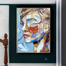 Load image into Gallery viewer, High Quality Abstract Colorful Rectangle Portrait Oil Painting Reproduce Hand-painted Francoise Nielly Half Face Oil Painting