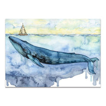 Load image into Gallery viewer, Cartoon Whale Shark Sea Ship Landscape Wall Art Canvas Painting Posters and Print Wall Pictures for Kid&#39;s Living Room Home Decor
