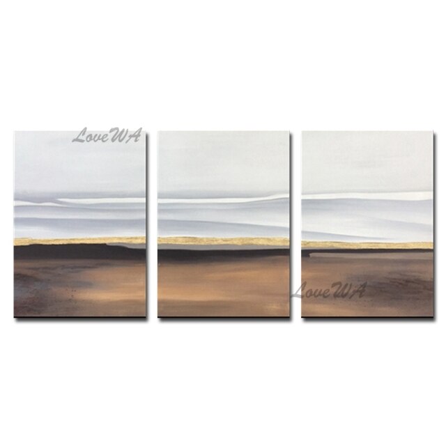 3 Panels Simple Abstract Landscape Painting For Living Room Modern Scenery Painting For Home Decoration Unframed Custom Picture