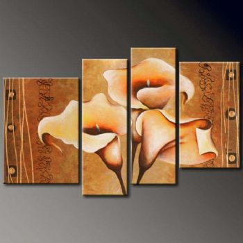 4pc Hand Painted Oil Painting Amazing Callas-Modern Flower Canvas Wall Art-Floral Canvas Wall Pictures for Living Rooms