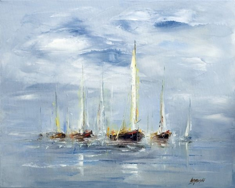 Hand-painted High Quality Abstract Decorative Boat Oil Painting On Canvas Modern Boat Canvas Painting Decoration