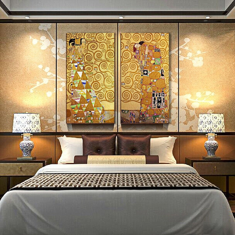 Modern handmade painting Gustav Klimt famous painting reproducing on oil canvas for living room decor and wallpaper