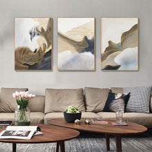 Load image into Gallery viewer, Handmade Abstract Landscape Canvas Oil Painting Gold Line Black Wall Art Picture For Living Room Home Decoration Three Pieces