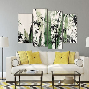 4 Pcs/set Canvas Wall Picture 3 Panel Traditional Chinese Painting on Canvas Bamboo Print Canvas Home Decor Art Modular Picture