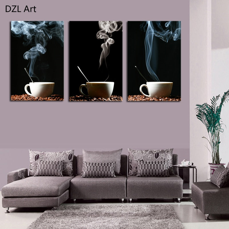 3 Pcs( No frame) Coffee Large HD Wall Art PictureTop-rated Canvas Print Painting For Living Room Decoration Home Picture