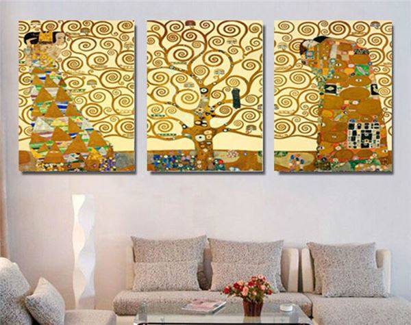 3 Pcs Gustav Klimt Tree Of Life Restaurant Mural Creation For Home Decoration Picture Print Paintings Large Canvas Art Cheap