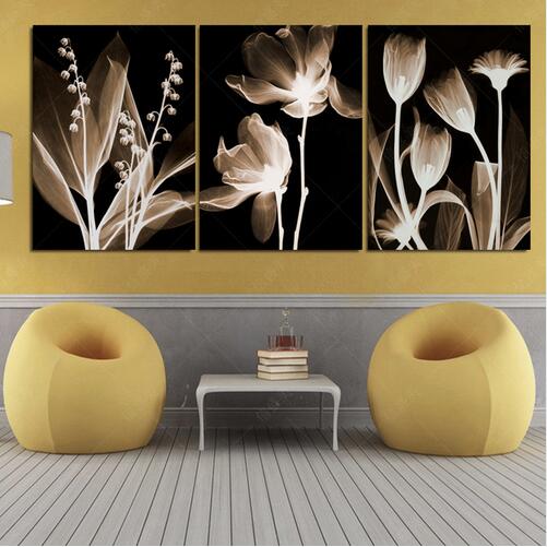 3 Pcs Painting Art Abstract Flowers Home Decor Canvas Print Modular Picture Quadro Mural Wall Pictures For Living Room Unframed