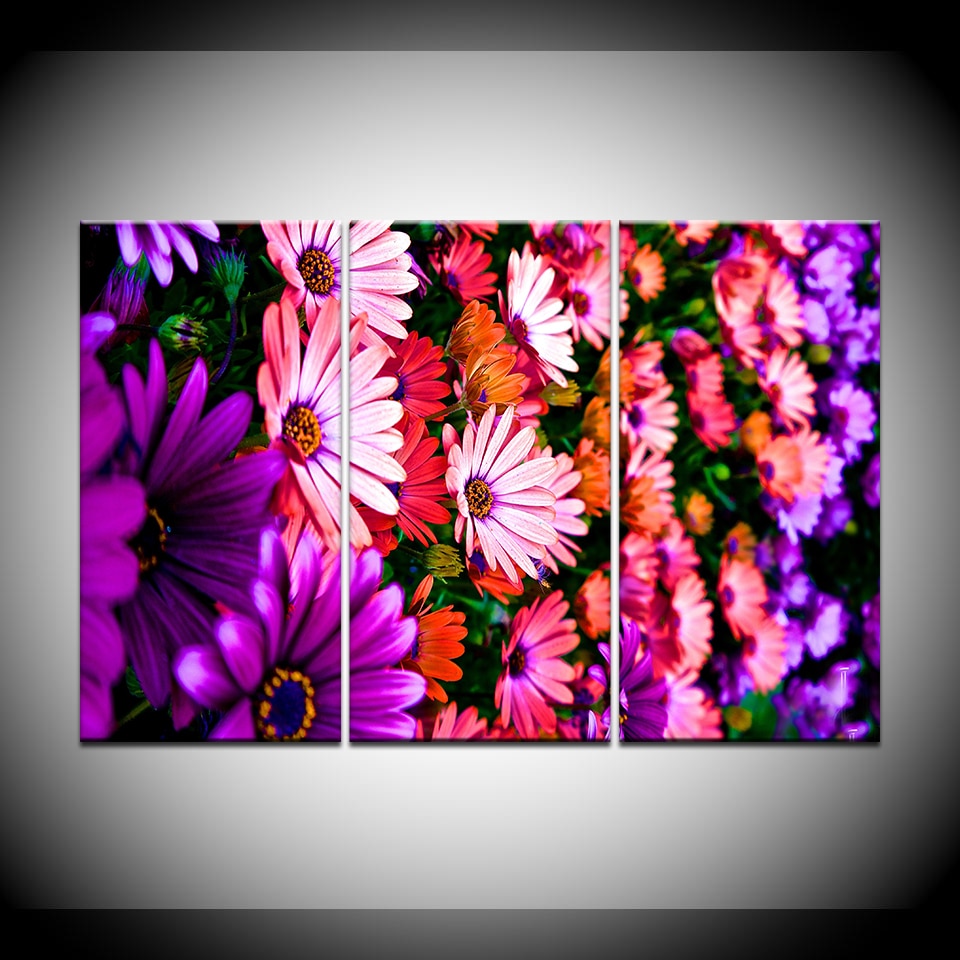 Canvas Painting Wall Art Picture Prints Colorful Flower Chrysanthemum Buds 3 pcs Modern Home Decor frame Modular Artwork