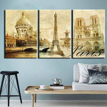 Load image into Gallery viewer, 3 Pcs Eiffel Tower Vintage House Posters Wall Art Pictures Canvas Home Decor Posters Paintings Living Room Bedroom Decoration
