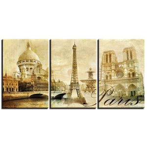 3 Pcs Eiffel Tower Vintage House Posters Wall Art Pictures Canvas Home Decor Posters Paintings Living Room Bedroom Decoration