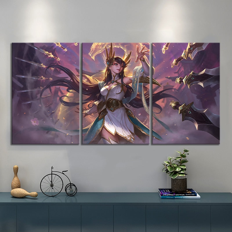 3 Pcs League of Legends Irelia Game Posters Wall Art Pictures Canvas Home Decor Posters Paintings Living Room Bedroom Decoration