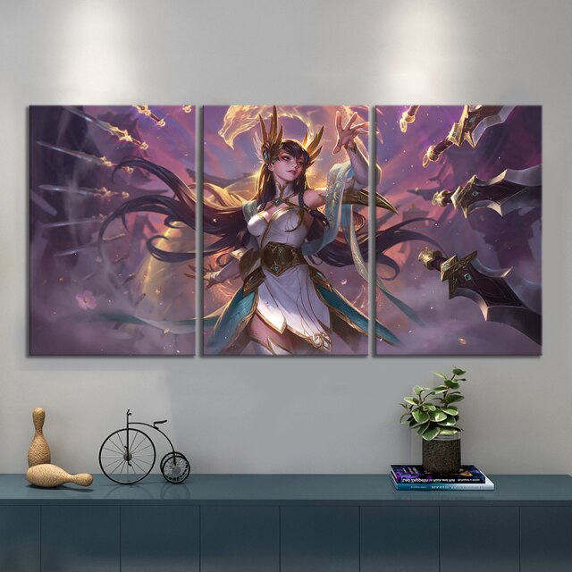 3 Pcs League of Legends Irelia Game Posters Wall Art Pictures Canvas Home Decor Posters Paintings Living Room Bedroom Decoration