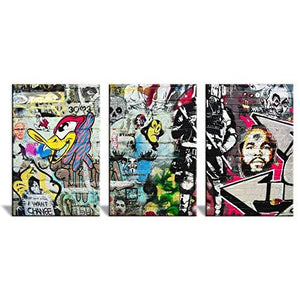 3 Pcs Triptych Street Graffiti Love is Color Wall Art Pictures Canvas Home Decor Posters Painting Living Room Bedroom Decoration