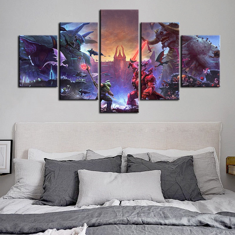 5 OR 3 PCS Morden Game Paitning DOOM Eternal Wallpaper The Ancient Gods Wall Art Murals Canvas Printing Stickers Home Decor Gift