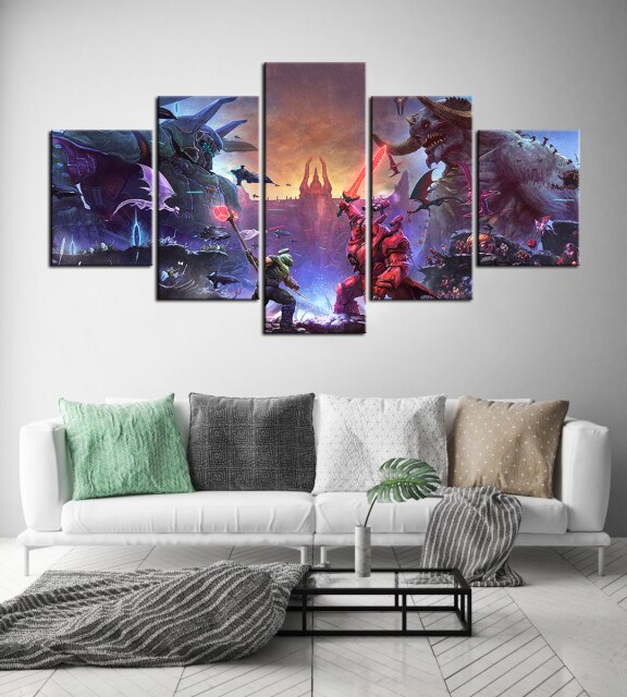 5 OR 3 PCS Morden Game Paitning DOOM Eternal Wallpaper The Ancient Gods Wall Art Murals Canvas Printing Stickers Home Decor Gift