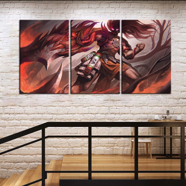 5 OR 3 PCS Tryndamere Wallpaper Living Room Decoration Wall Stickers LOL Oil Painting Canvas Prints Wall Cover Murals Home Decor