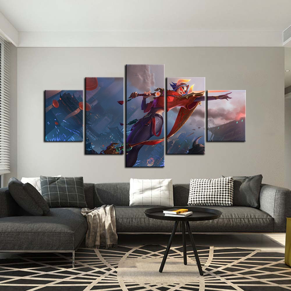 5 or 3 PCS LOL Game Painting Fiora Wallpaper Modern Art Wall Poster Canvas Murals Sticker Home Decor Living Room Decoration Gift