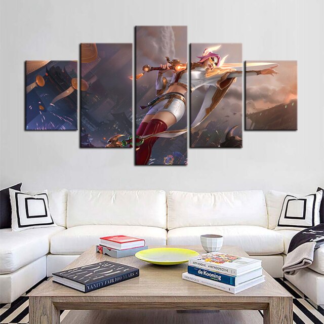 5 or 3 PCS Choosen Freely Fiora Wallpaper Oil Painting Modern Art LOL Game Painting Wall Poster Canvas Murals Sticker Home Decor