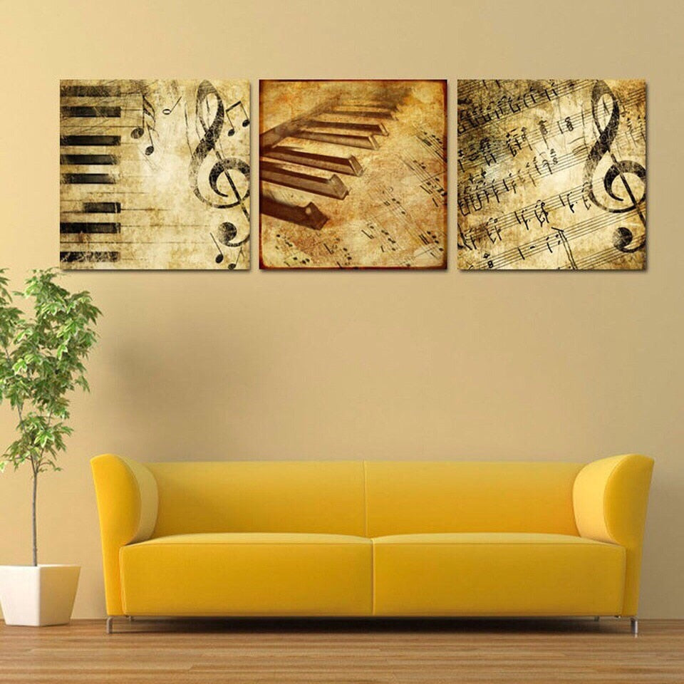 HD Print 3 pcs decor wall art picture canvas wall art Abstract Piano painting modern home decor for living room