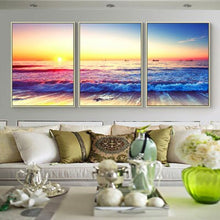 Load image into Gallery viewer, 3 Pcs Modern Seascape Sea Canvas Print Painting Wall Art Sunset Canvas Poster Wall Pictures For Living Room Decoration Unframed