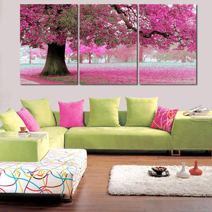 Rushed Top Fashion 3 Pcs Cherry Blossom Large Wall Art Painting On The Canvas Beautiful Flower Oil Cuadros Decoracion