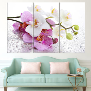 Modern Home Decor Wall Canvas Print Painting 3 Pcs Elegant White Flowers Wall Art Picture Living Room Bedroom Wall Art Canvas