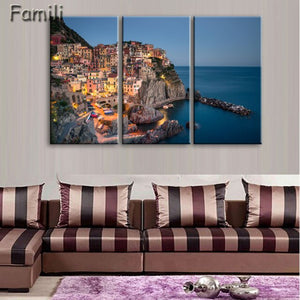 3 Pcs/Set Framed HD Printed Italy Landscape Wall Art Canvas Pictures For Living Room Bedroom Home Decor Canvas Painting