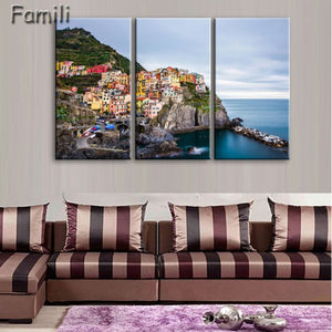 3 Pcs/Set Framed HD Printed Italy Landscape Wall Art Canvas Pictures For Living Room Bedroom Home Decor Canvas Painting