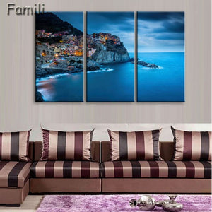 3 Pcs/Set Framed HD Printed Italy Landscape Wall Art Canvas Pictures For Living Room Bedroom Home Decor Canvas Painting