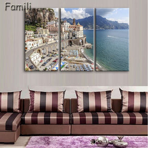 3 Pcs/Set Framed HD Printed Italy Landscape Wall Art Canvas Pictures For Living Room Bedroom Home Decor Canvas Painting